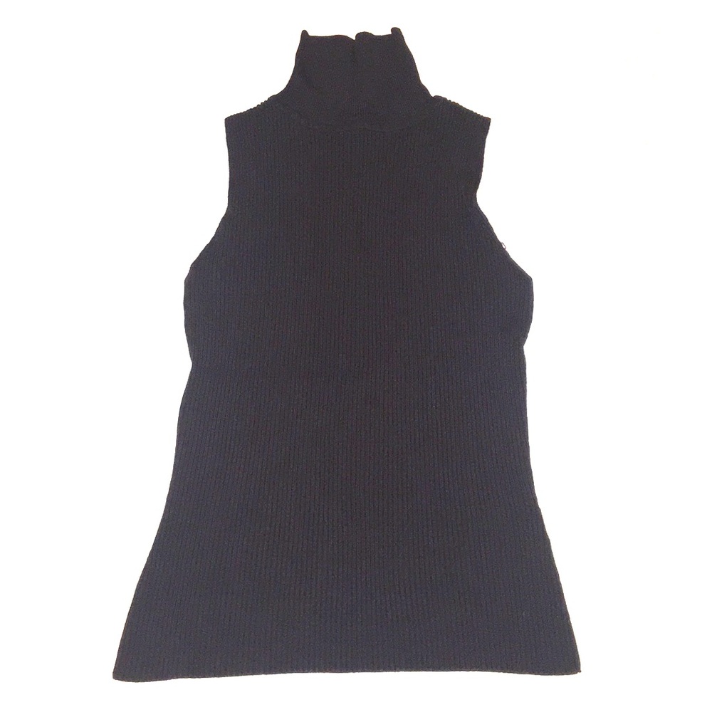 Black ribbed no sleeve turtleneck